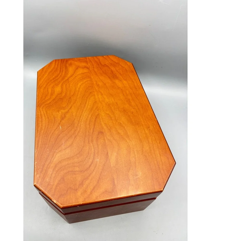 Vintage Wooden Jewelry‎ Box Insert Necklace Hooks Ring Tray Large Hinged